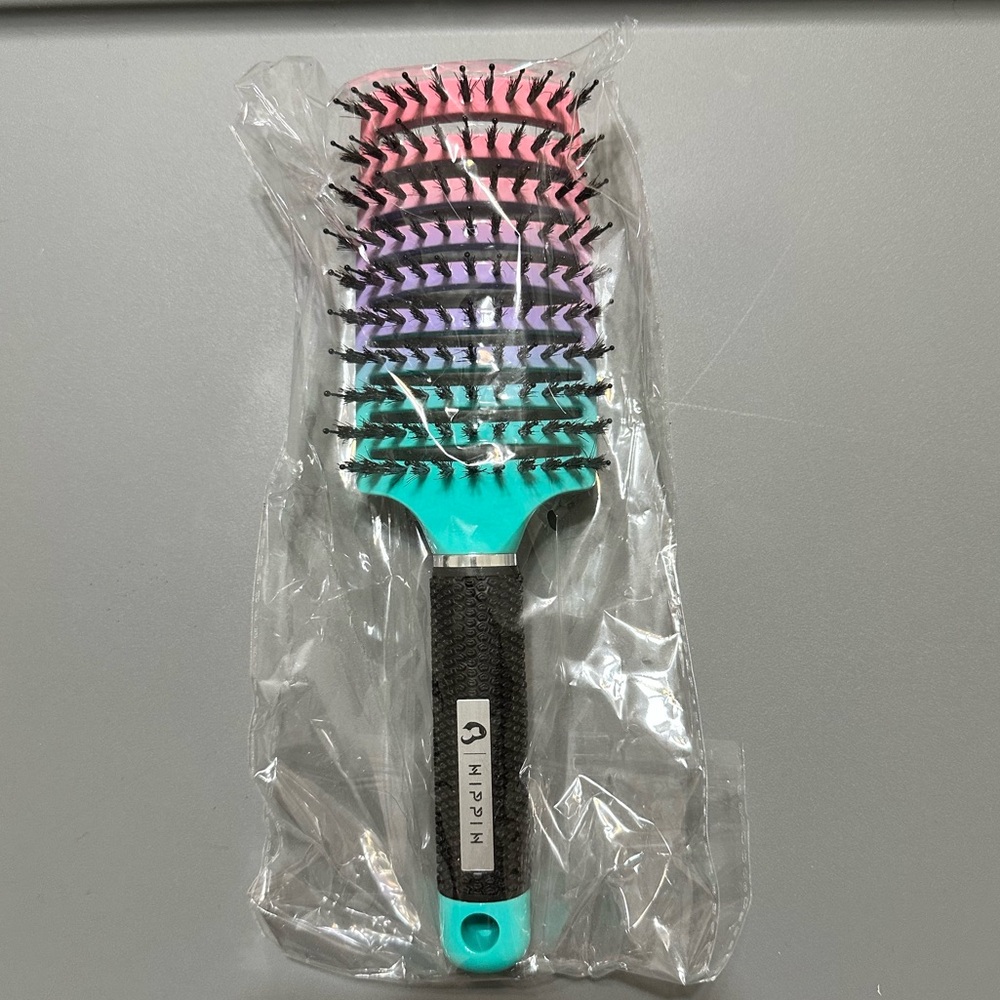 Multicolor Hair Brush with Black Handle